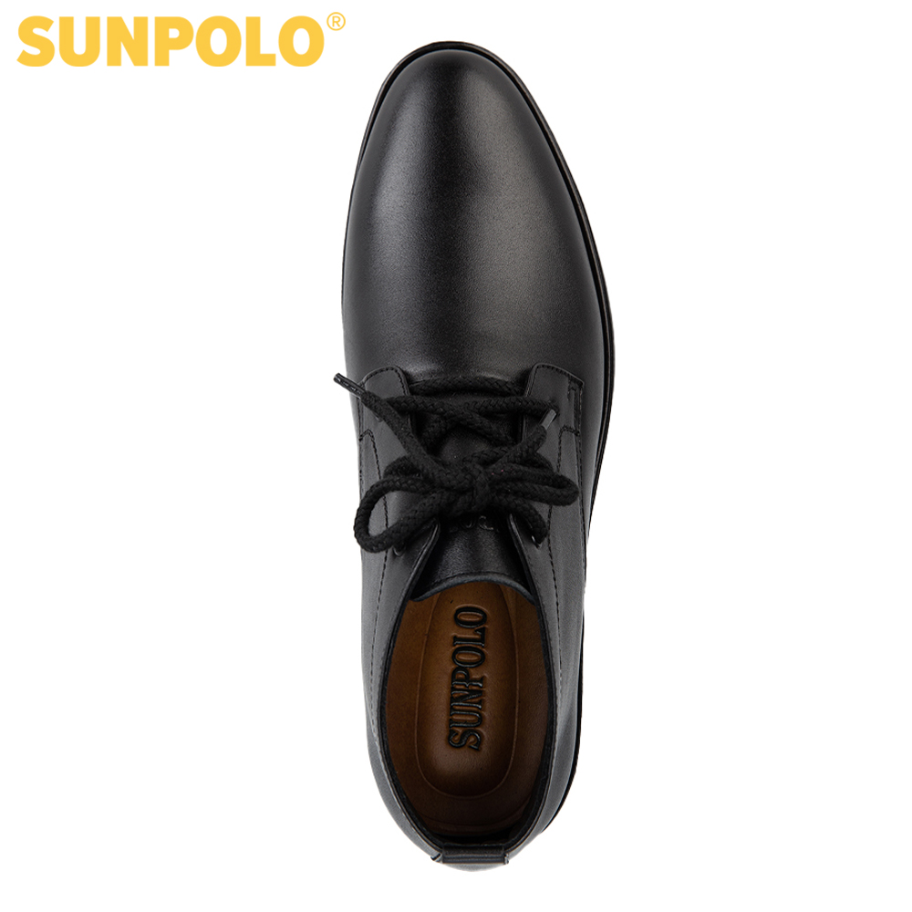 Giày Boot Nam Da Bò SUNPOLO Cột dây BOOT03 (Đen)