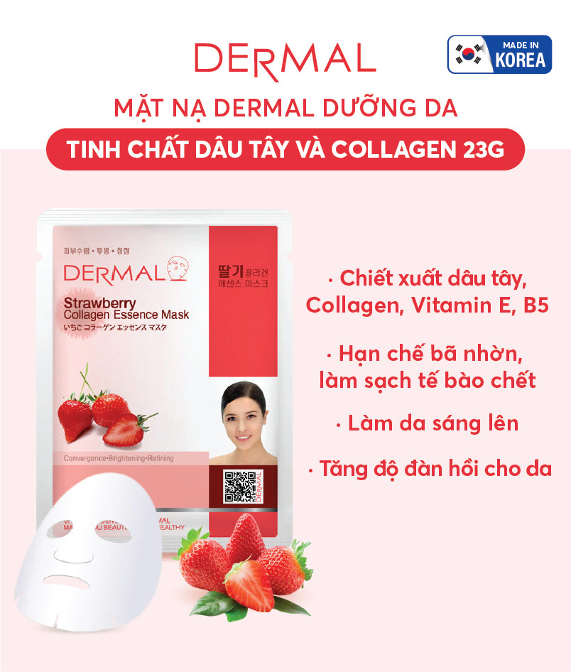 [MUA 10 TẶNG 3] Mặt nạ Dermal dưỡng da tinh chất dâu tây