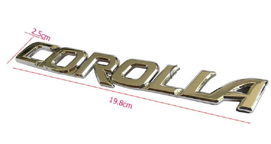Tem Logo Chữ Nổi COROLLA Dán Trang Trí Xe