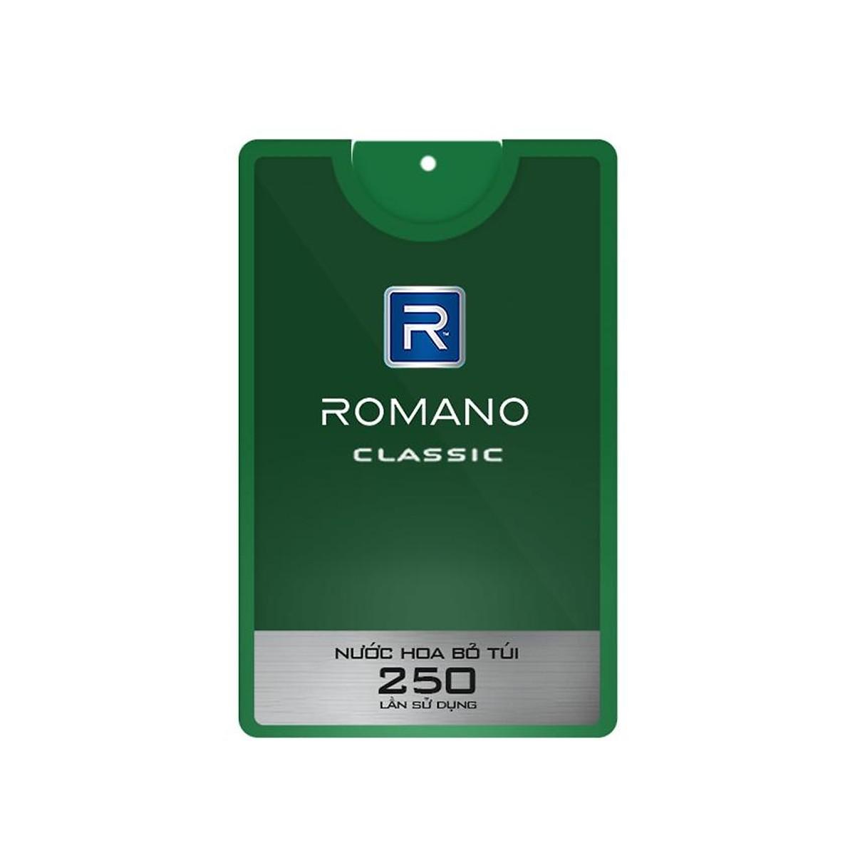 Nước hoa bỏ túi cao cấp Romano Classic cổ điển lịch lãm hương nam tính mọi lúc mọi nơi 18ml