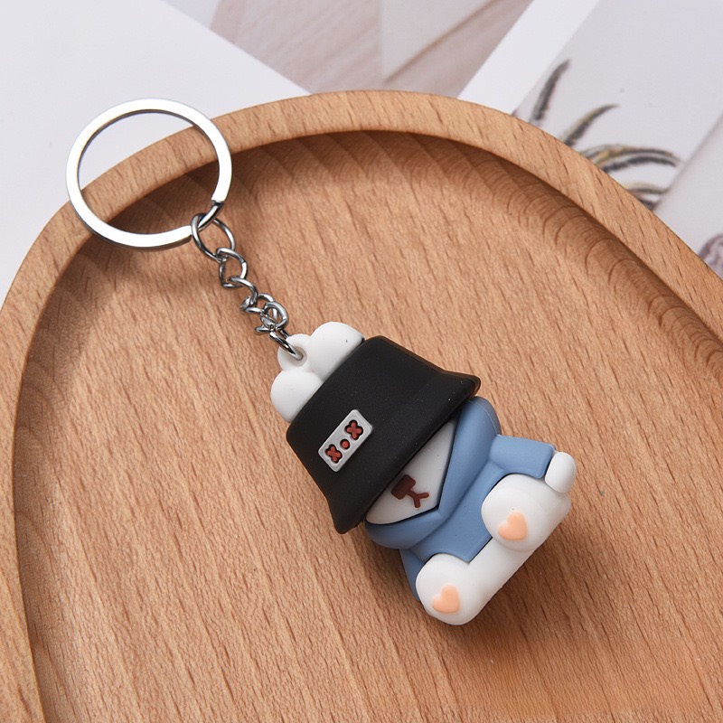 Móc khóa thỏ đội nón đáng yêu,cute