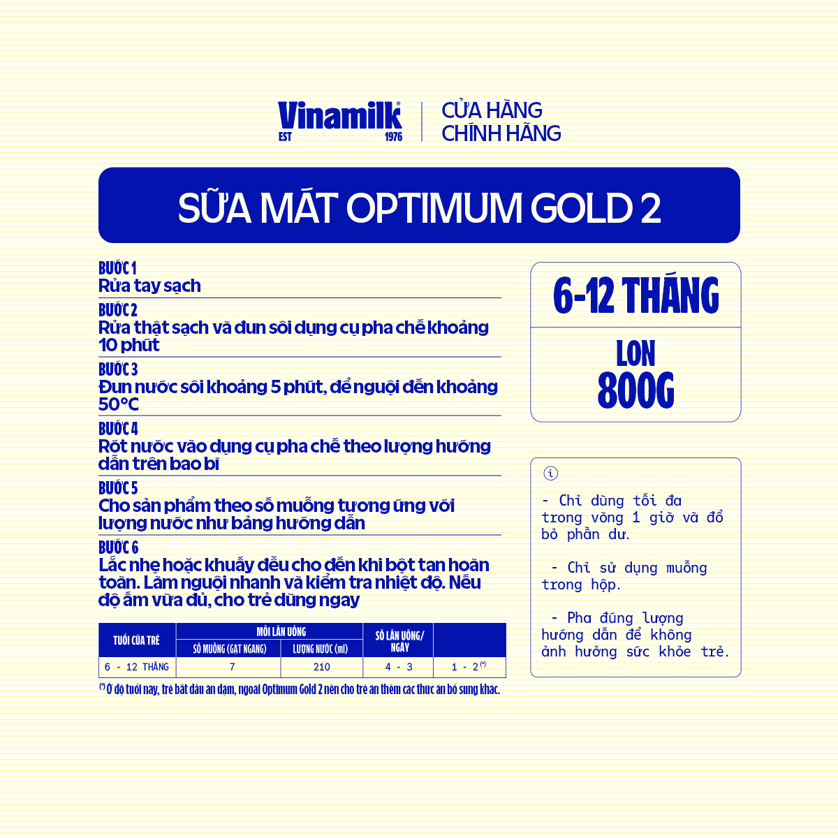 Sữa bột Vinamilk Optimum Gold 2-Hộp thiếc 800g (Cho Trẻ Từ 6 - 12 Tháng Tuổi) - Sữa cho trẻ sơ sinh giúp hỗ trợ phát triển toàn diện, chất lượng quốc tế