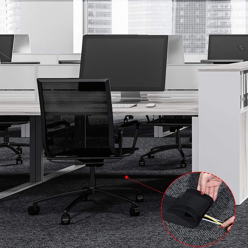 Cable Grip Floor Cable Cover Cords Cable Protector Cable Management Only for Commercial Office Carpet (Black,10 Feet)