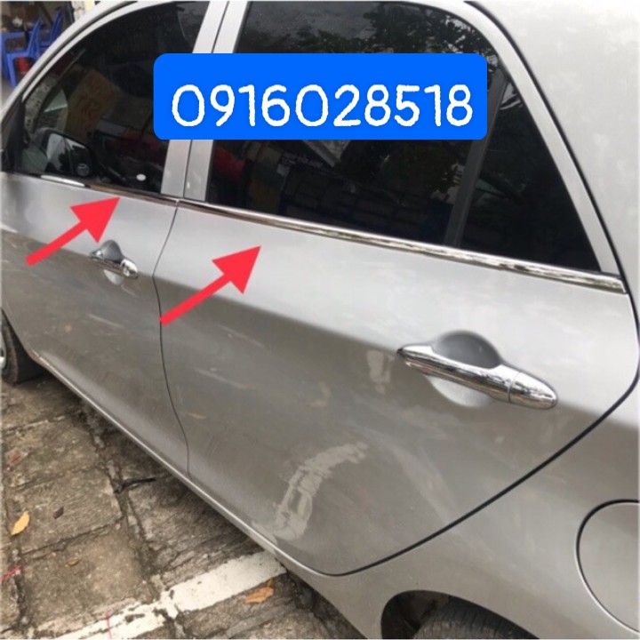 Nẹp viền chân kính xe Kia Caren 2011 2012 chất liệu INOX 304 xịn sáng bóng, không han gỉ ố nep vien cua xe o to