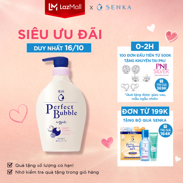 Sữa tắm dưỡng ẩm Senka Perfect Bubble - Hương Hoa Hồng & Đinh Hương 500ml