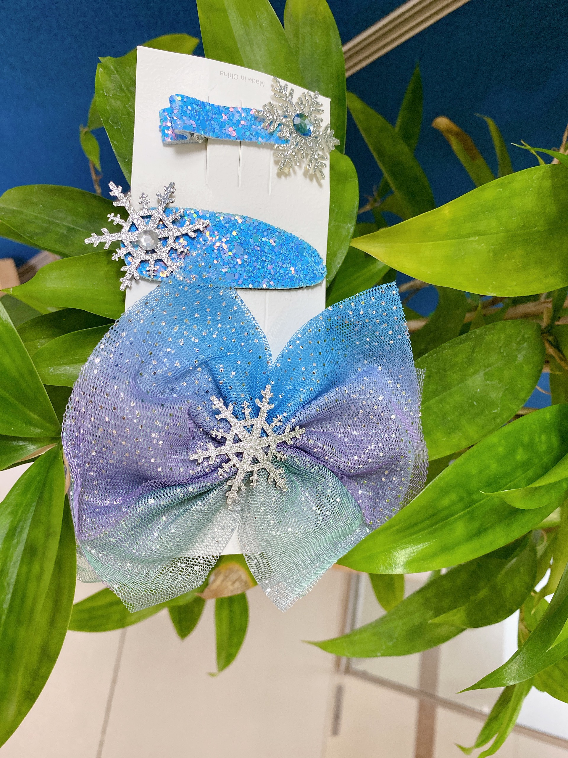 set 3 kẹp tóc nơ công chúa tuyết elsa
