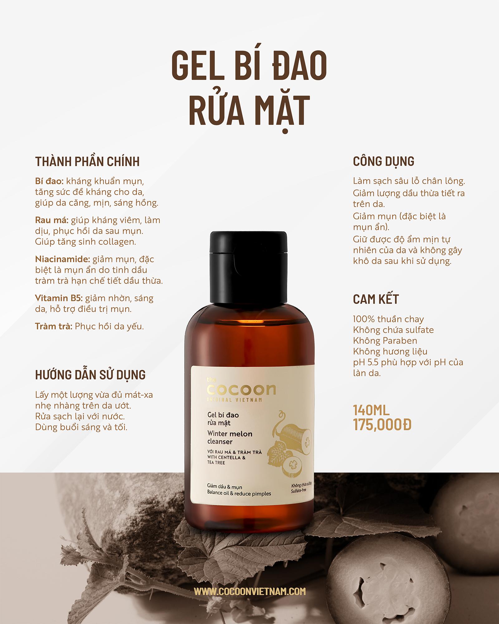 Gel rửa mặt bí đao Cocoon (Winter melon cleanser) 140ml
