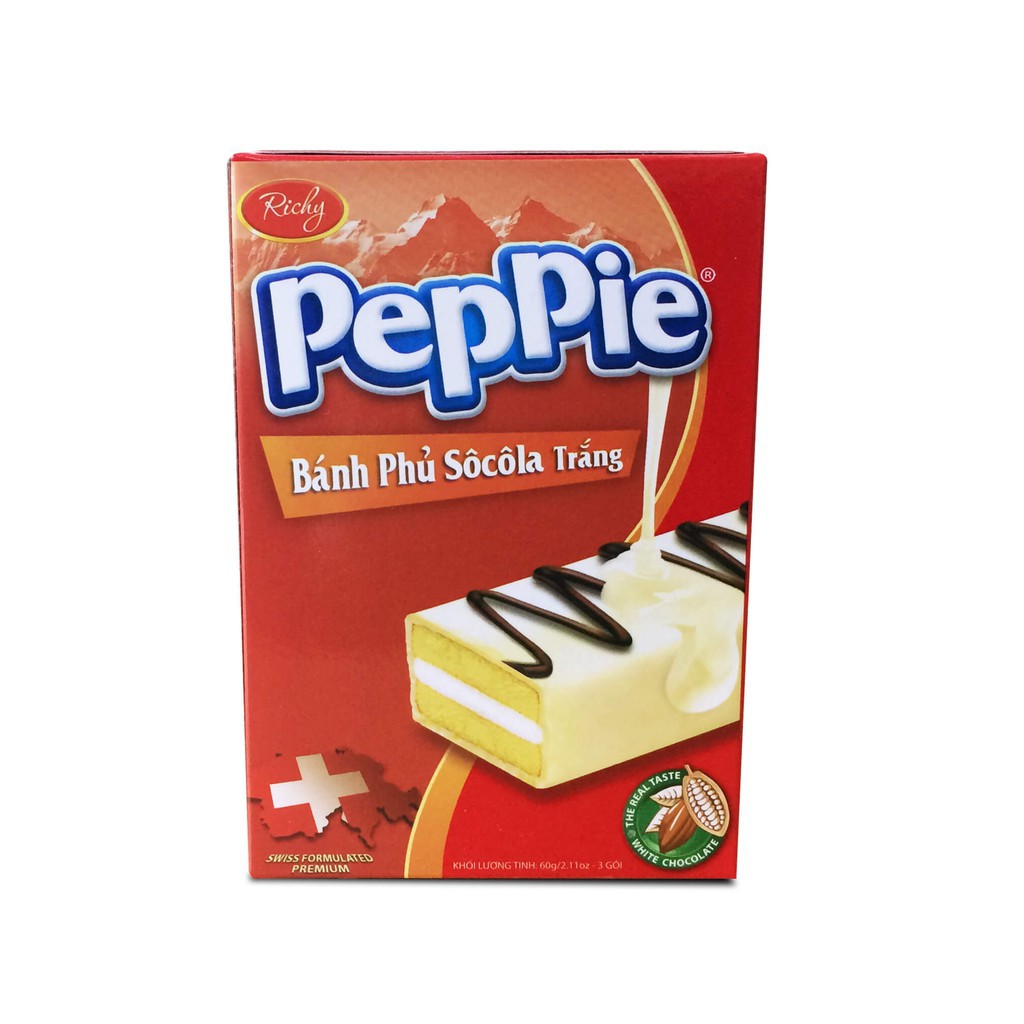 [SALE GIỮA THÁNG 15-17/12] Bánh Peppie Richy phủ socola trắng hộp 3 (45g) - bánh kẹo Richy- bánh lễ, bánh hộp nhỏ