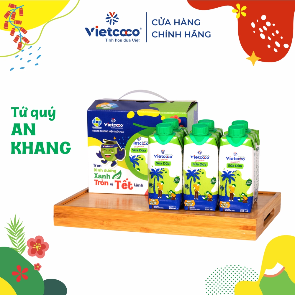 [Tết 2024. Combo 08 Tứ Quý An Khang] Combo 6 hộp sữa dừa Vietcoco UHT Vietcoco 330ml