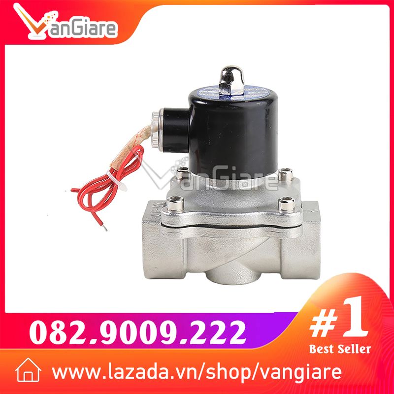 (Coil đồng 100%) Van điện từ INOX phi 21 27 34, thường đóng 12v 24v 110v 220v