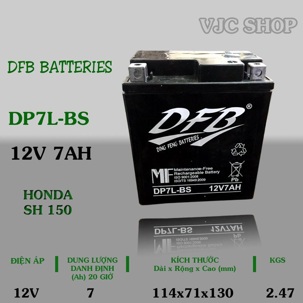 Bình ắc quy xe SH 150 hãng DFB dung lượng 12V 7AH