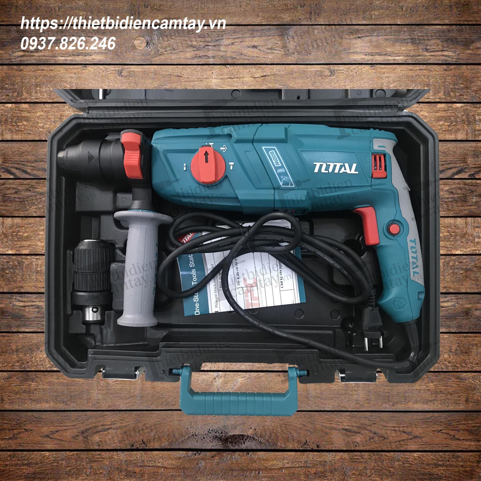 [HCM]Máy khoan đục (3 chức năng) Total TH308268-2 800W (Tặng kèm 3 mũi khoan bê tông 2 mũi đục 1 đầu khoan 13mm thay thế ).