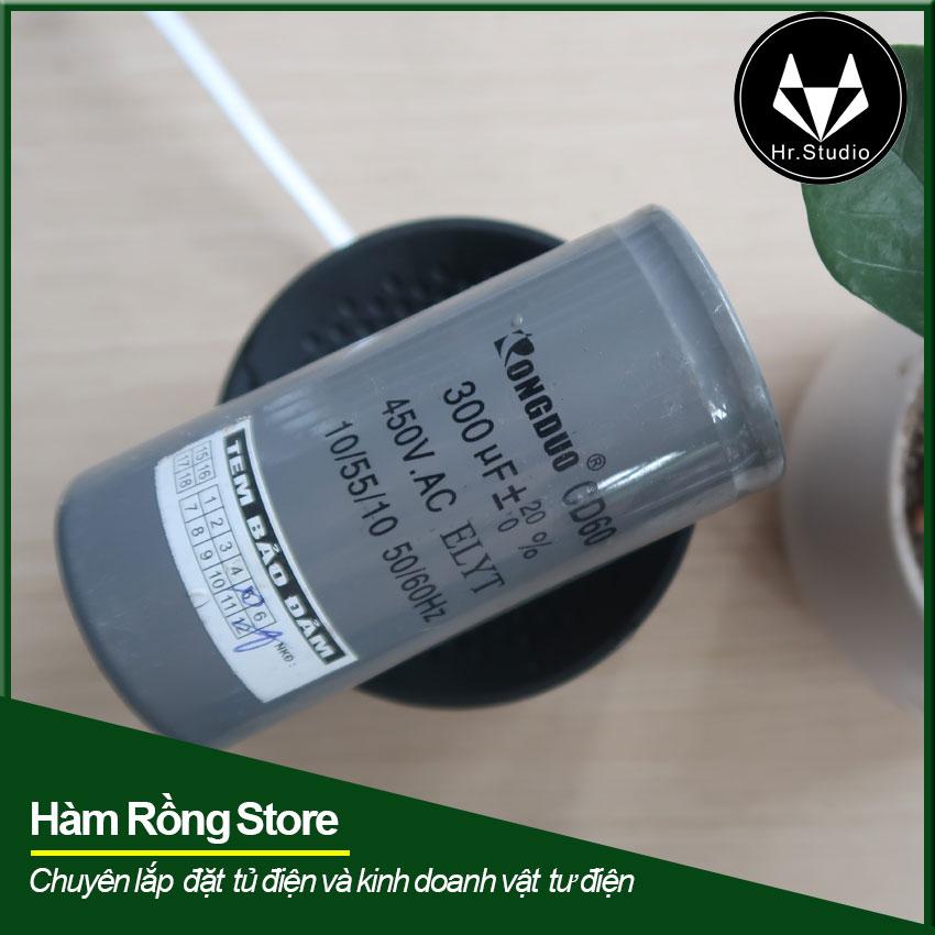 Tụ điện 300 MF ngậm khởi động cho động cơ 1 pha màu xám