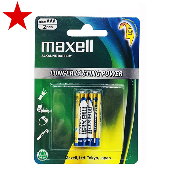 1 vỉ pin AAA Maxell Alkaline, pin đũa Maxell (1 vỉ 2 viên)