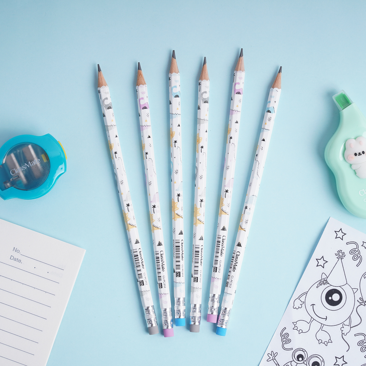 Hộp 12 bút chì gỗ có tẩy 2b classmate nét bút mịn, ngòi chắc chắn, dùng để luyện chữ cho học sinh cl-pc312
