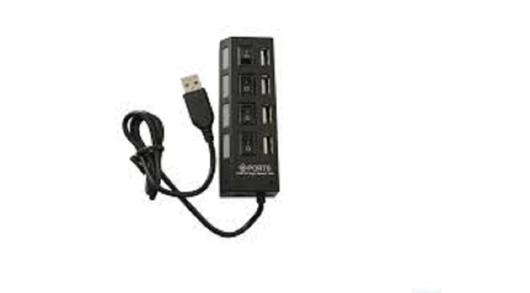 Hub chia cổng USB thành 4 cổng có công tắc 4 Port (Đen)