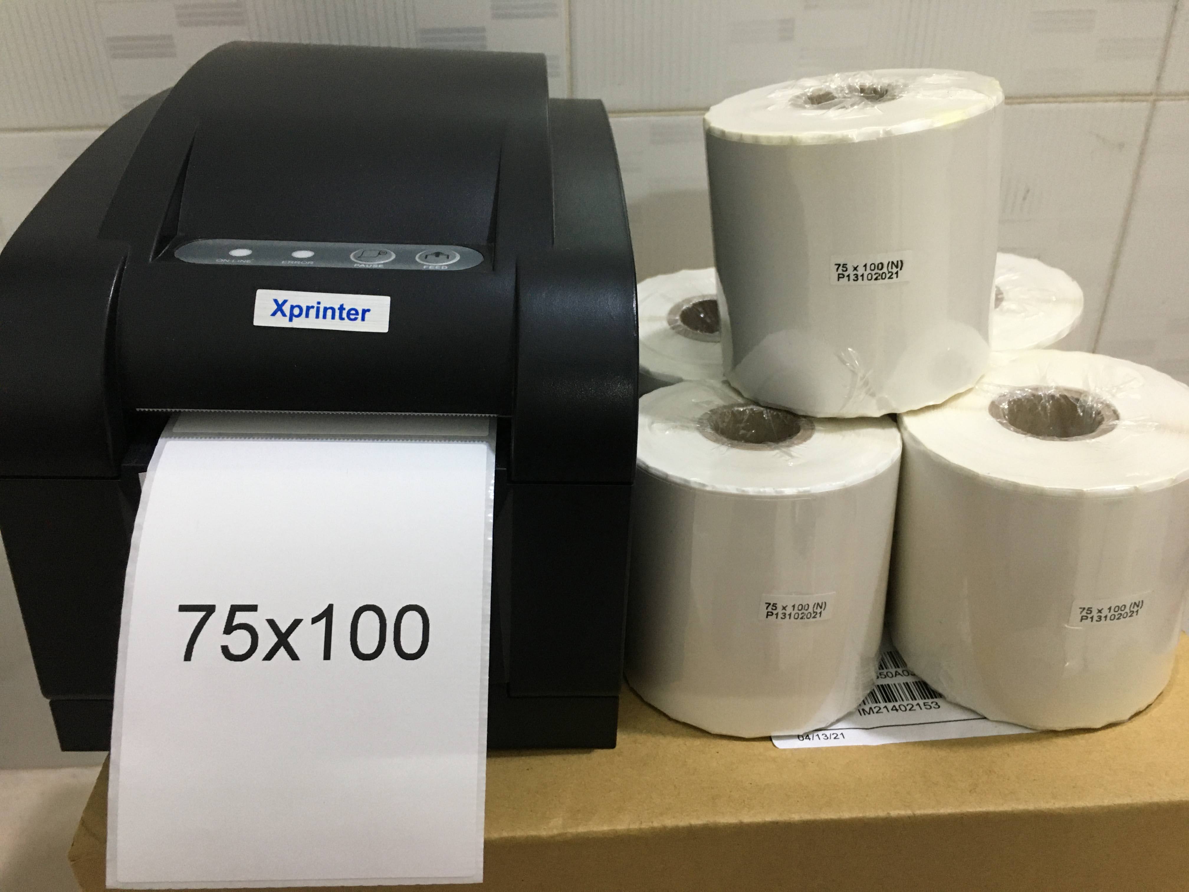 4 Cuộn tem nhiệt 75x100 in nhãn, in vận đơn