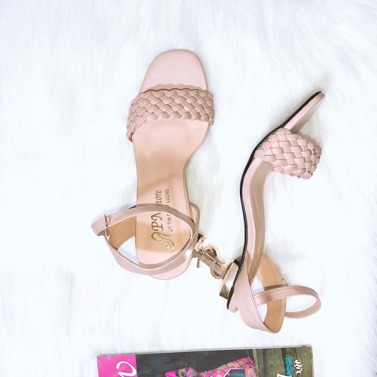 [HCM][ẢNH THẬT] Giày cao gót sandal 7 phân quay sam