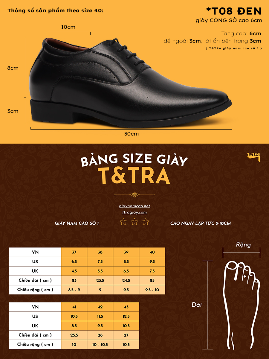 [6CM] shoes high male T&TRA T08 Black