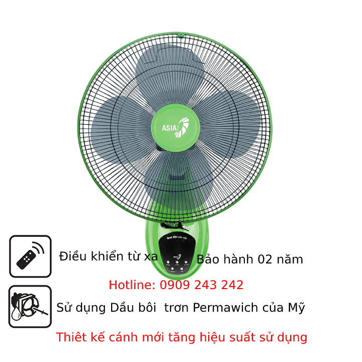 Quạt treo tường remote Asia L16022