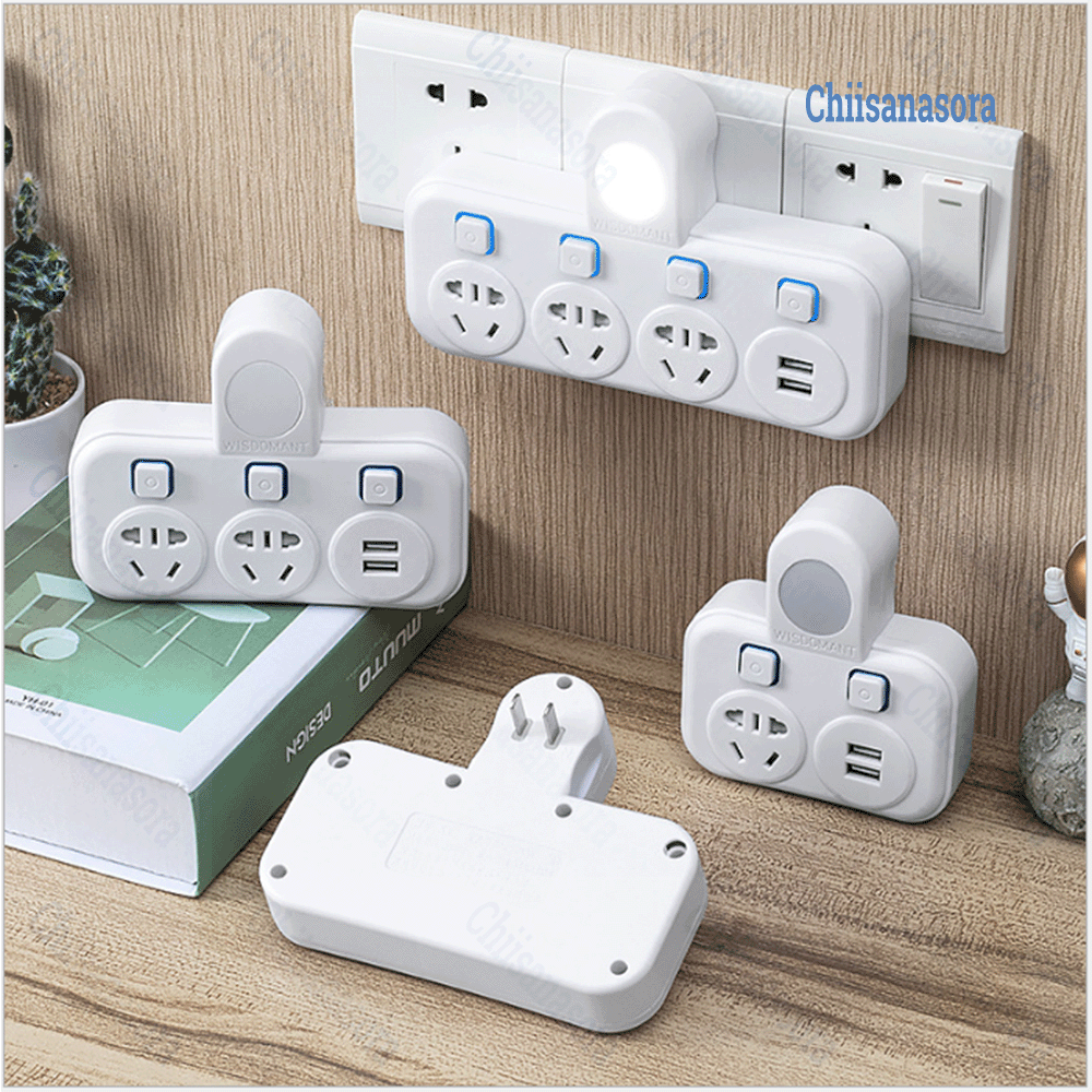 Bộ chuyển đổi ổ cắm 2 chân - Phích cắm 2 chân chia nhiều chỗ cắm usb led, ổ cắm đa năng, phich cắm điện