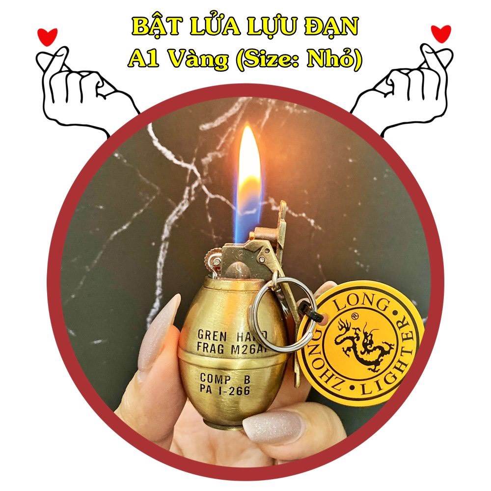 BẬT LỬA MÓC KHÓA HÌNH TRÁI LỰU ĐẠN A1 VÀNG (SIZE NHỎ) - (XÀI GAS)