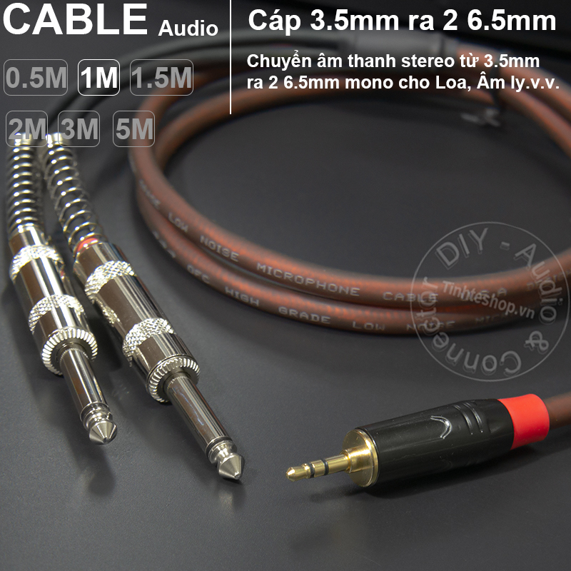 3.5mm stereo to 2 6.35mm mono cable diy 0.5m to 5m