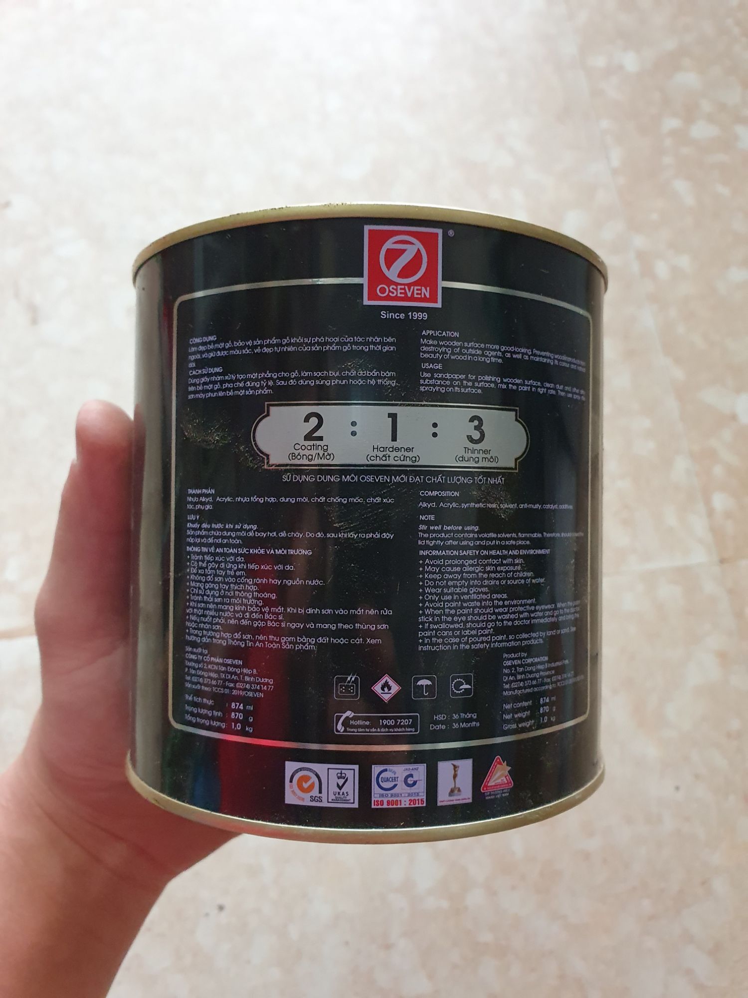 Sơn bóng PU ngoài trời 7777 O7 hộp 1kg