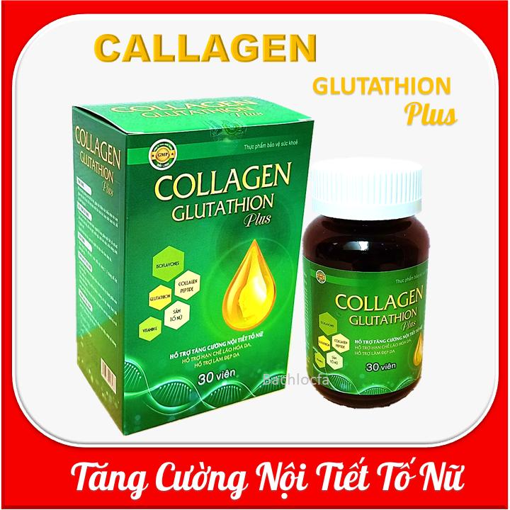 Viên uống đẹp da Collagen Glutathion Plus - thành phần sâm tố nữ 300mg, Isoflavons200mg Giúp tăng cường nội tiết tố, hết nám, sạm da, đẹp da