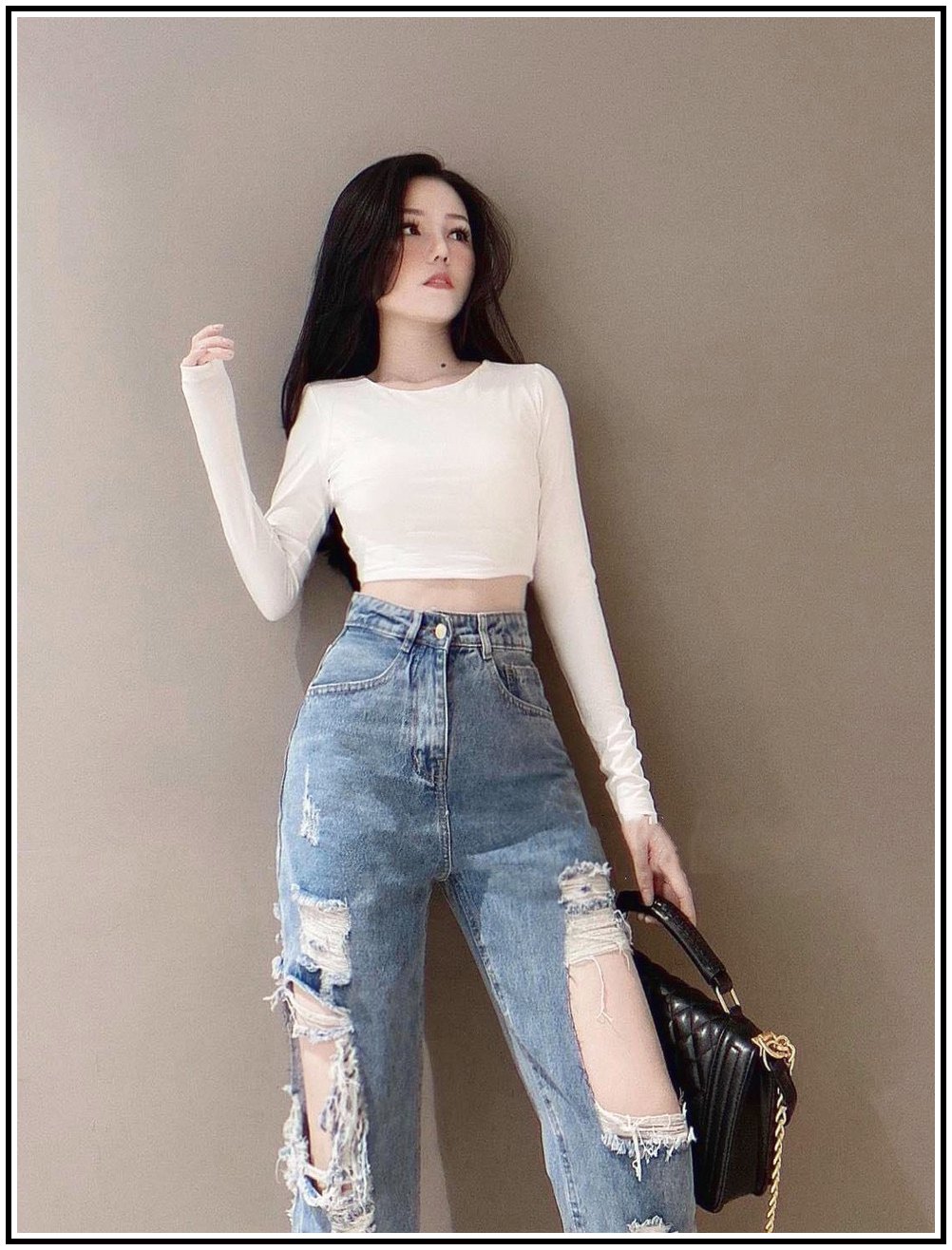 Quần jean nữ baggy rách HỞ HAI ĐÙI siêu bụi 139-L25