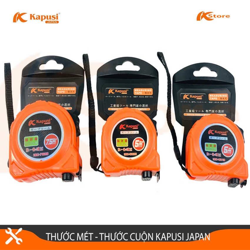 Thước mét - thước cuộn kapusi japan, độ bền cao an toàn khi sử dụng, hàng chính hãng bảo hành 24 tháng, các kích thước 5 mét25, 7.5 mét