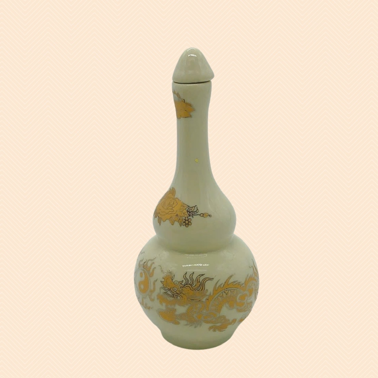 Nậm thờ men vàng kim lưỡng long