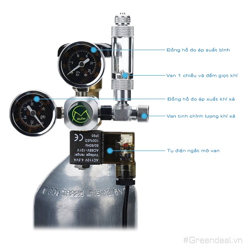 COMBO BÌNH CO2 VÀ VAN ĐIỆN MUFAN - Van Đóng Mở CO2 Tự Động (bảo hành 3 tháng)