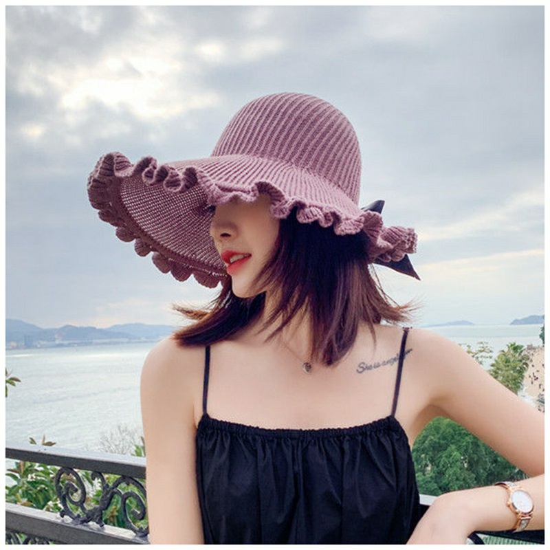 Mũ cói, nón cói mềm hở chóp nơ sau