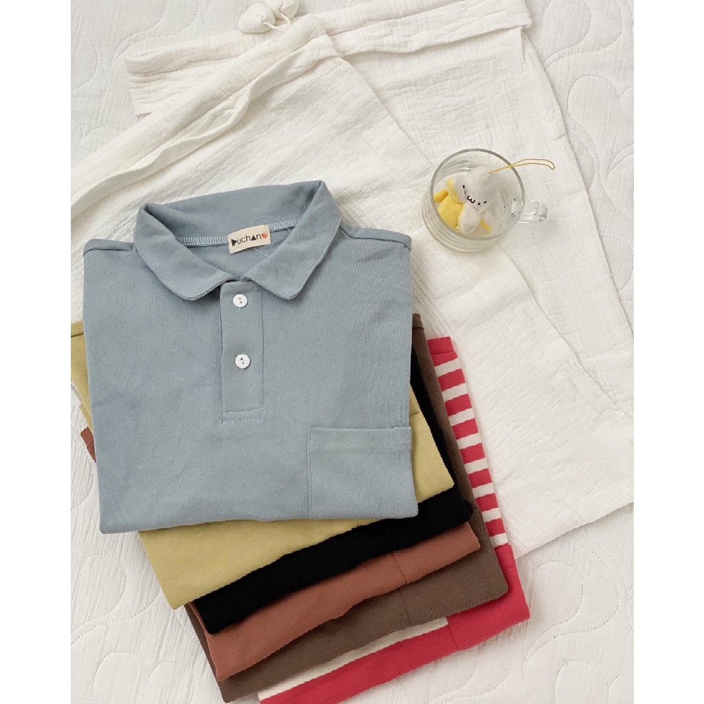 Áo croptop thun có cổ RUCHAN