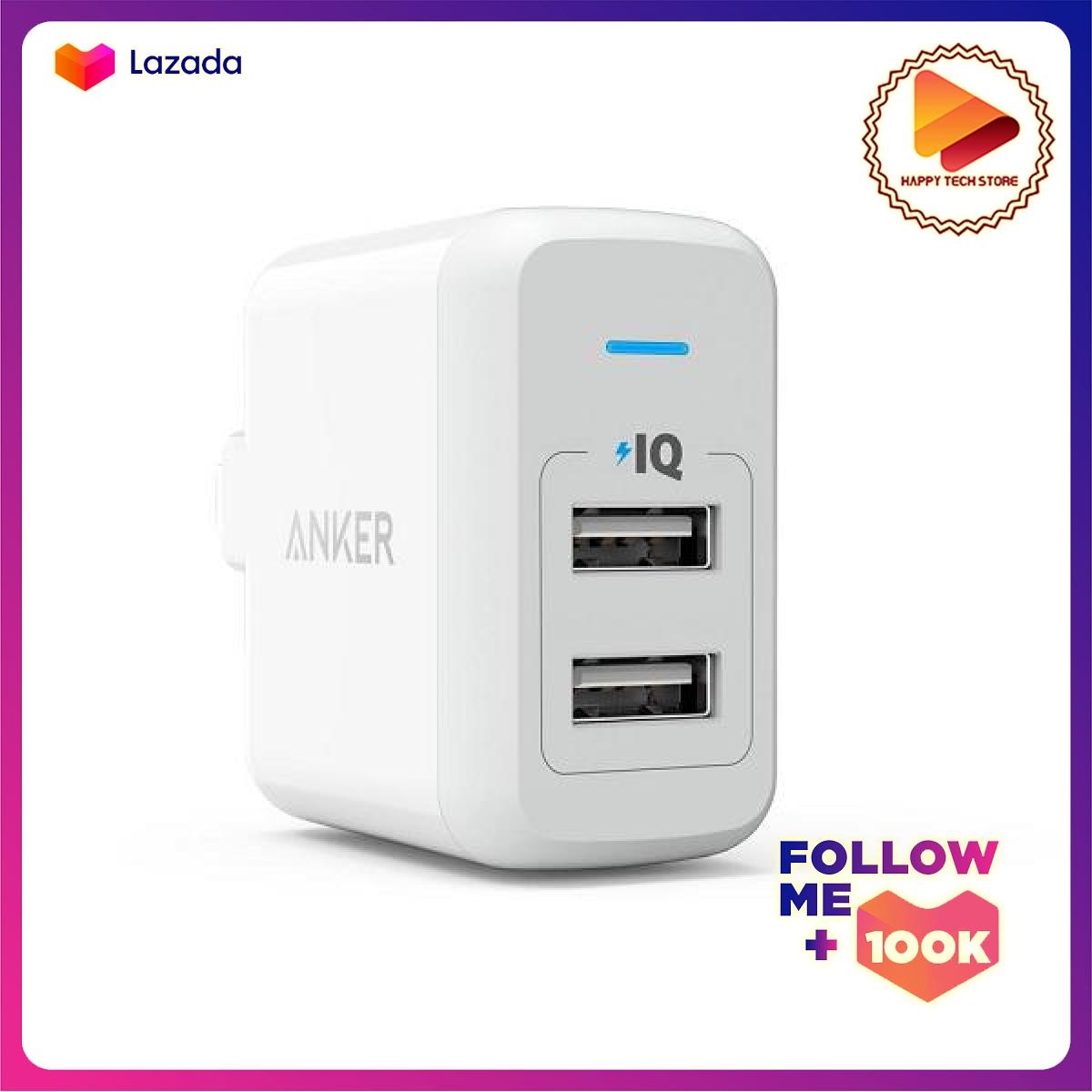 Sạc anker 2 cổng, 24w - - bộ sạc tường usb 2 cổng 24w với poweriq cho iphone ipad samsung - a2141