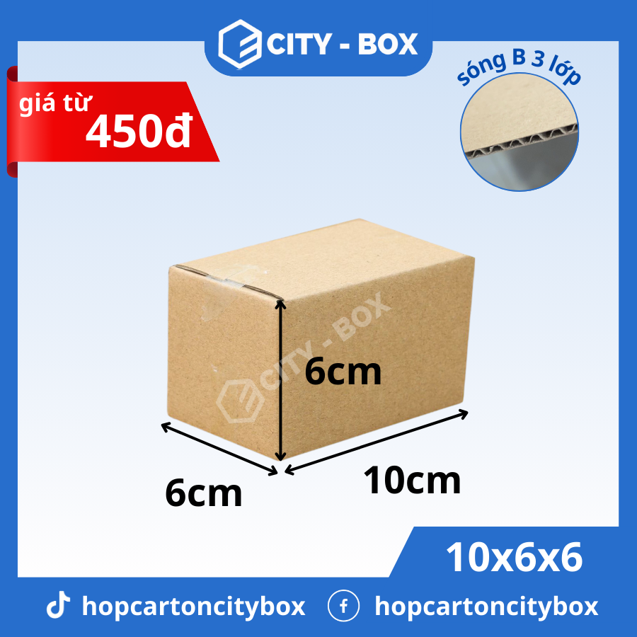 set 10 hộp carton 10x6x6 - hộp ship cod 10*6*6