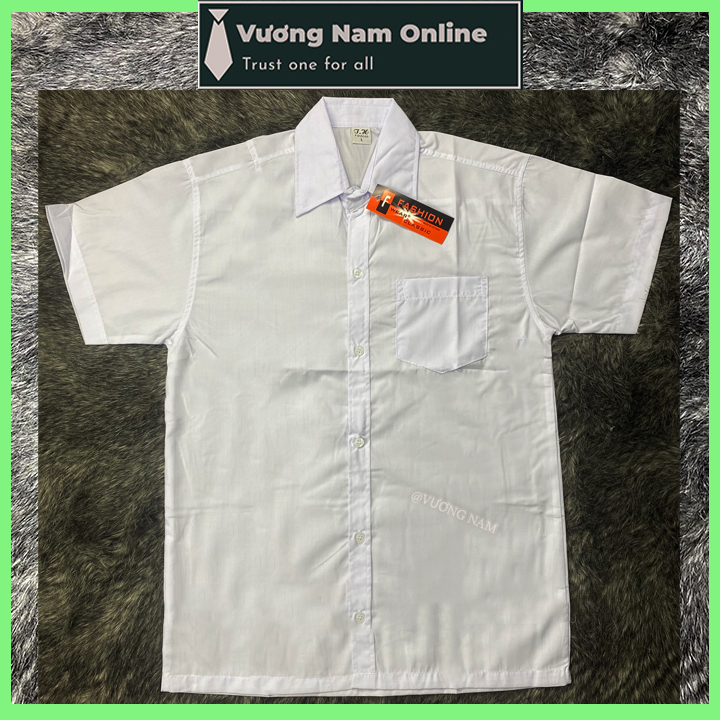 HOÀN TIỀN 15% - Áo sơ mi nam trắng đi học sinh tay ngắn và dài cấp 2 và 3 vải kate hàng tiêu chuẩn vạc ngang