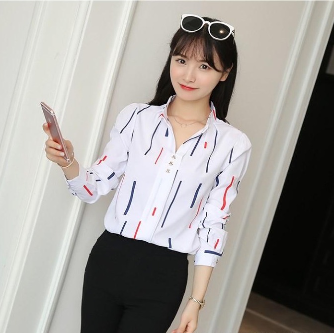 Sơ mi nữ công sở họa tiết lạ cổ trụ sm154