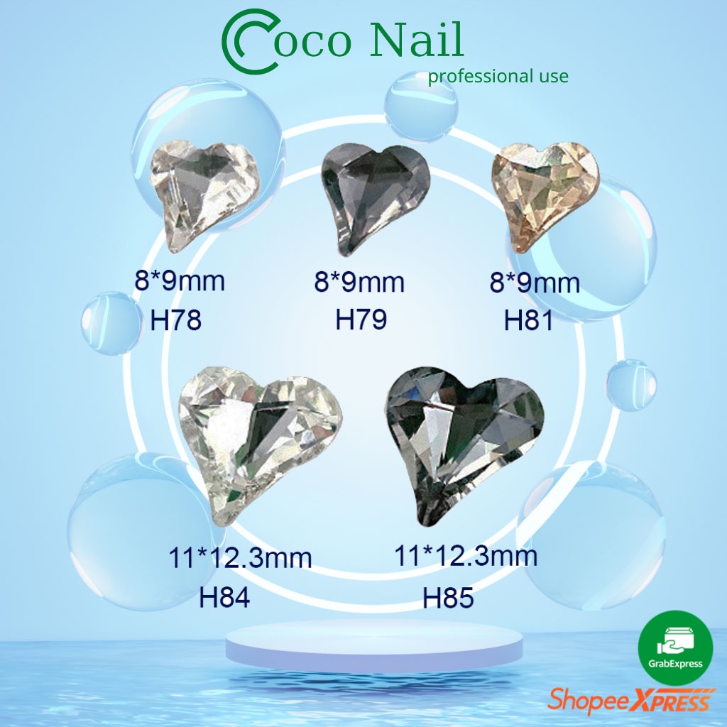 Đá khối nail trái tim gắn móng