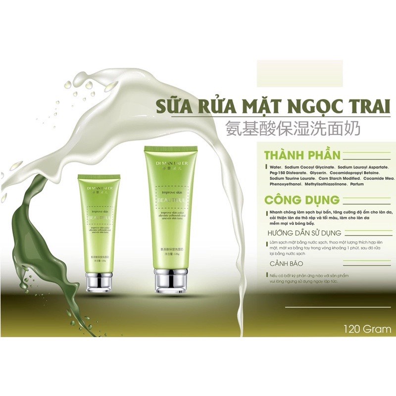 Sữa Rửa Mặt Ngọc Trai Dimanlaier 120g - Làm Sạch Sâu Và Dưỡng Ẩm Cho Làn Da Sáng Mịn