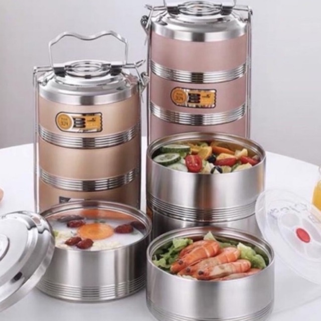 Cặp lồng ủ cơm công nhân văn phòng inox 304% cao cấp 3 cỡ