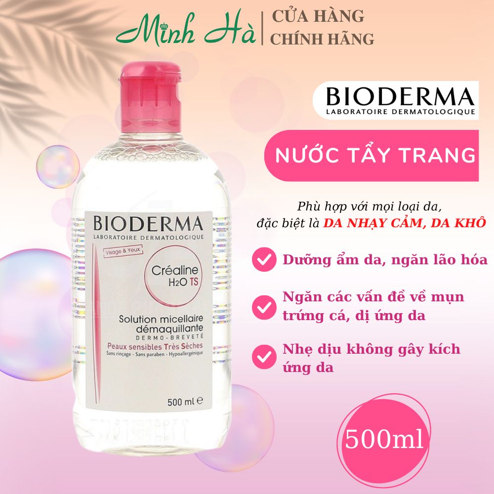 Nước tẩy trang Bioderma Crealine H2O Micelle Solution 500ml dành cho da nhạy cảm