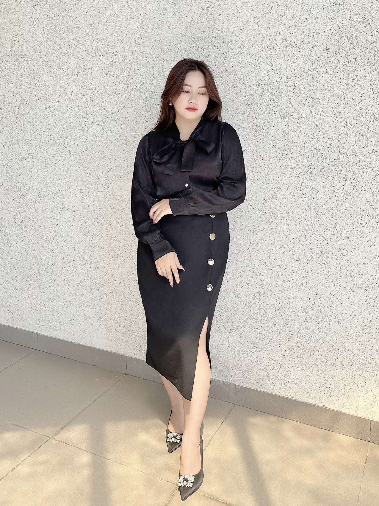 (Chubby) Chân Váy Dài 4 Nút Size M (50kg-60kg)