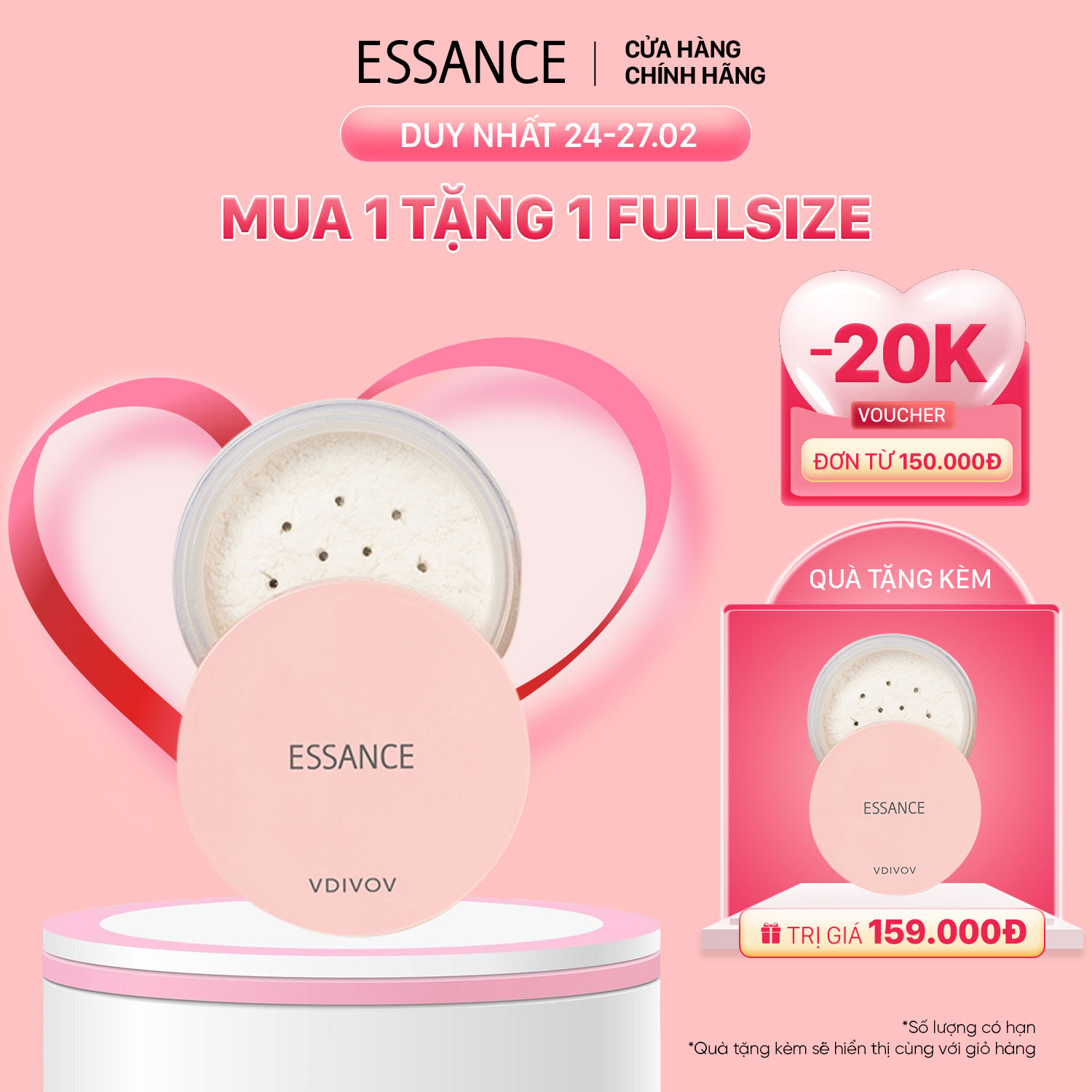 [ESSANCE OFFICIAL] Phấn phủ kiềm dầu dạng bột đa năng Essance Setting Powder 7g