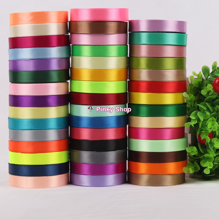 [103 cuộn] Ruy băng lụa vải satin trơn bản rộng 1 cm dài 22 mét giá rẻ chất lượng