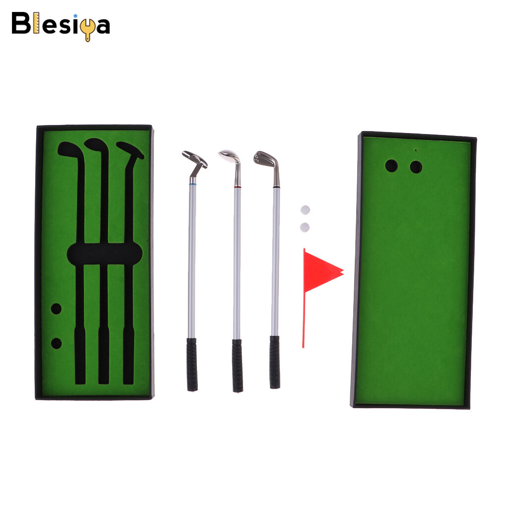 Bộ bút golf blesiya, bút bi cờ xanh để bàn chơi golf mini