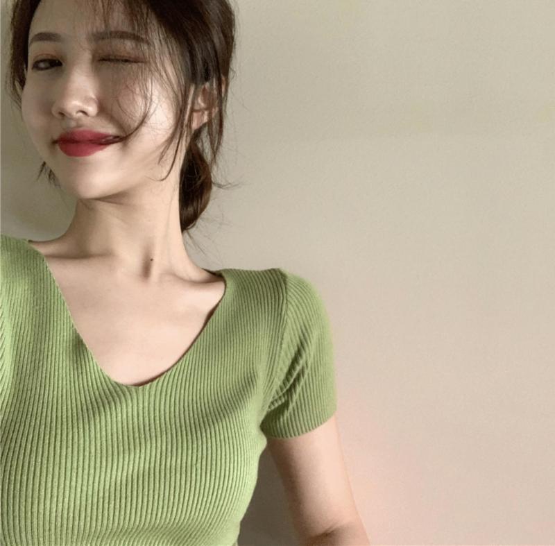 Áo len dệt kim mỏng - Áo len ngắn tay form đẹp - Áo vải len mềm mịn - Áo vải len chất không nhão ko xù