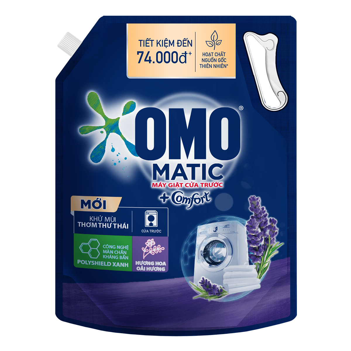 Combo 2 Túi Nước giặt OMO Matic chuyên dụng Cửa Trước Lavender Khử Mùi Thư Thái 3.6kg