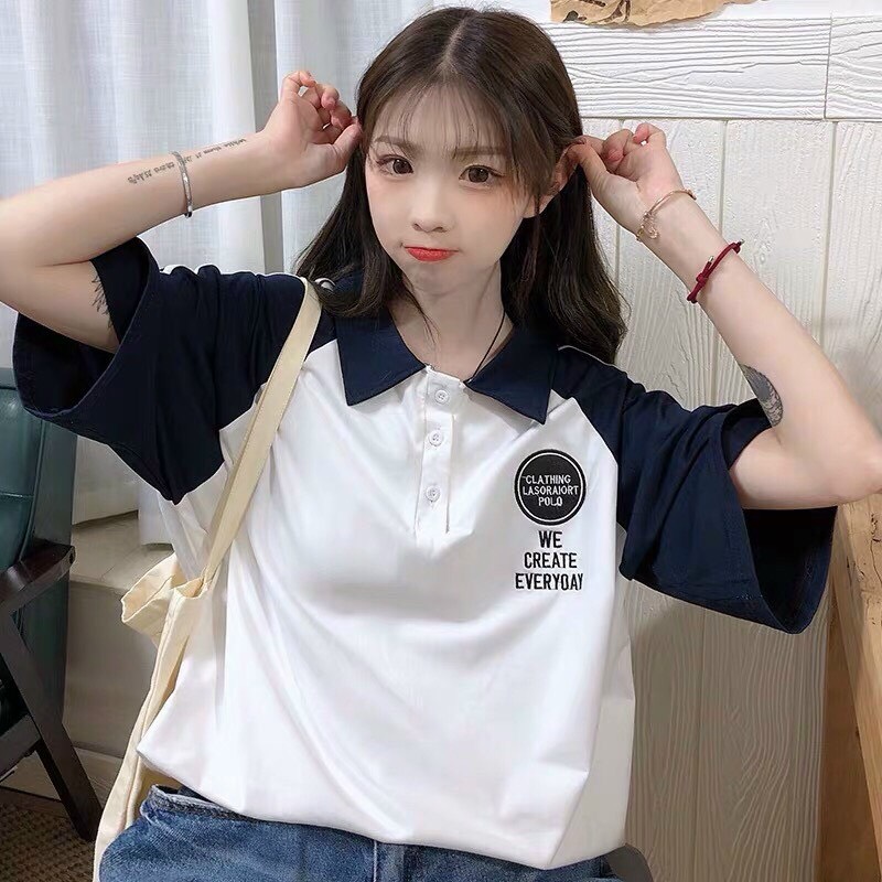 Áo sơ mi form rộng cổ bẻ 2 màu trắng đen ttsa1013